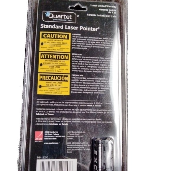 Quartet Standard Laser Pointer, Class 2, Projects 450 feet, 2 AAA Battry - Picture 4 of 4